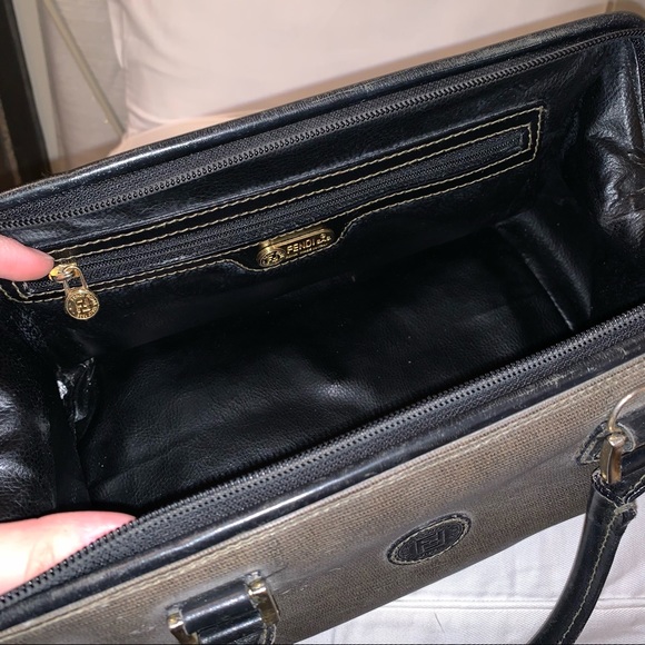 FENDI brown black Boston top handle purse vtg - Picture 8 of 13